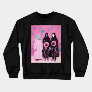 Weird Pink Ghoul Art - Unusual Weirdcore  Illustration Crewneck Sweatshirt